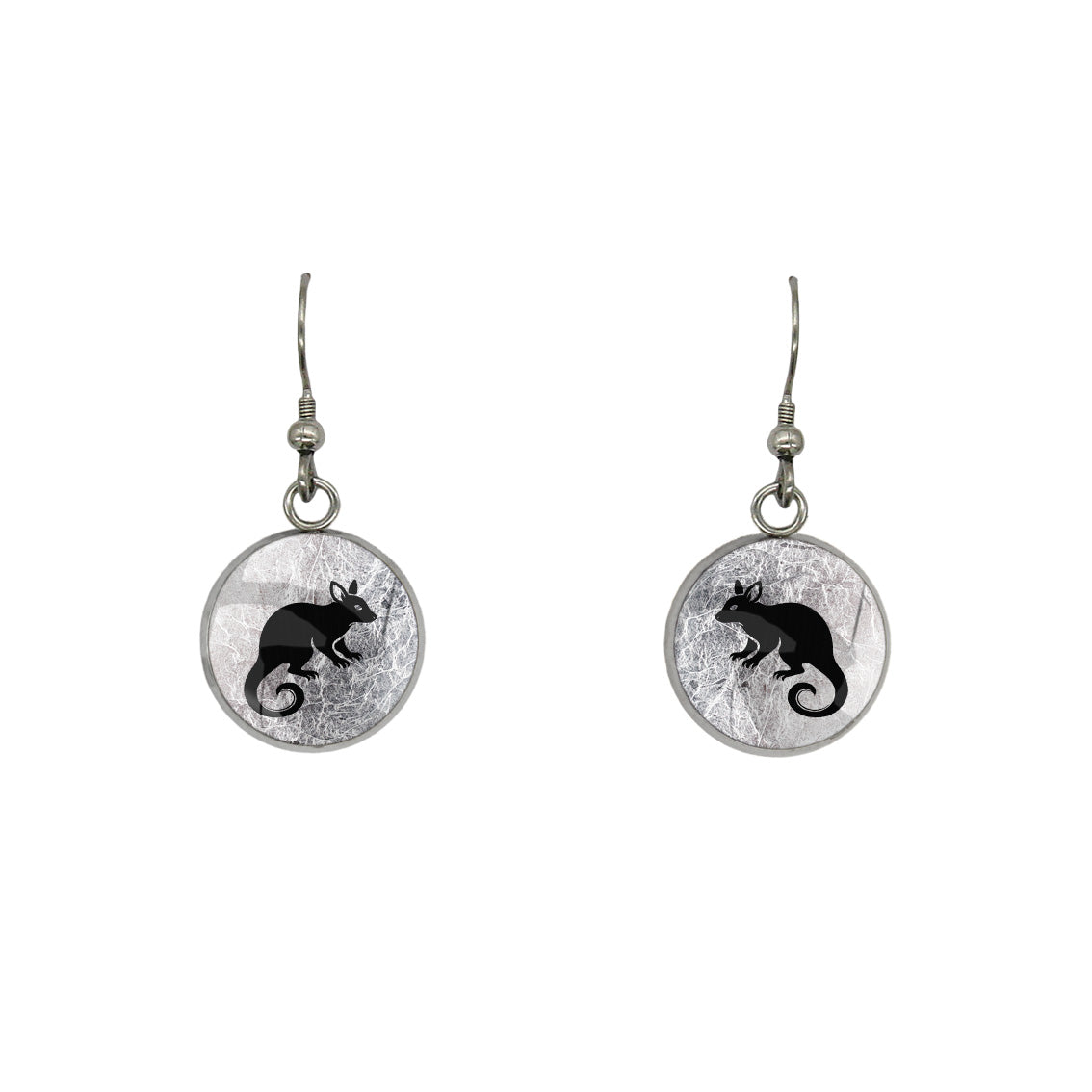POSSUM DANGLE DROP CIRCLE EARRINGS - in Circle Box