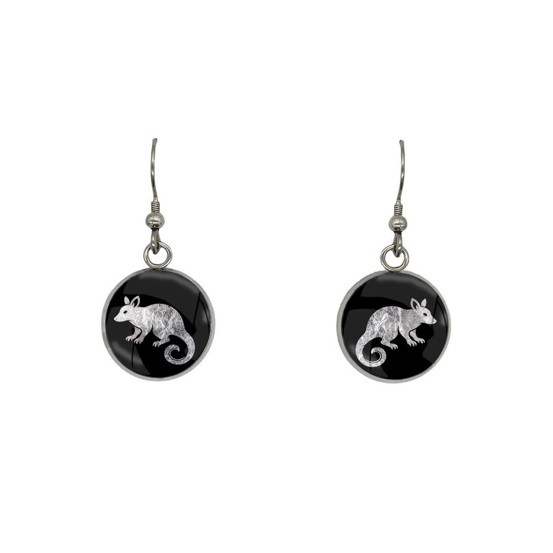 POSSUM DANGLE DROP CIRCLE EARRINGS - in Circle Box