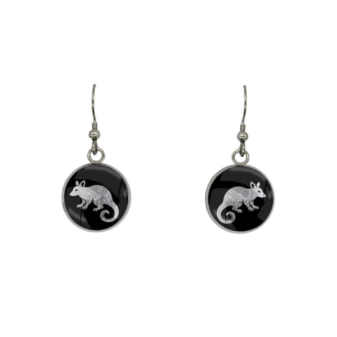 POSSUM DANGLE DROP CIRCLE EARRINGS - in Circle Box