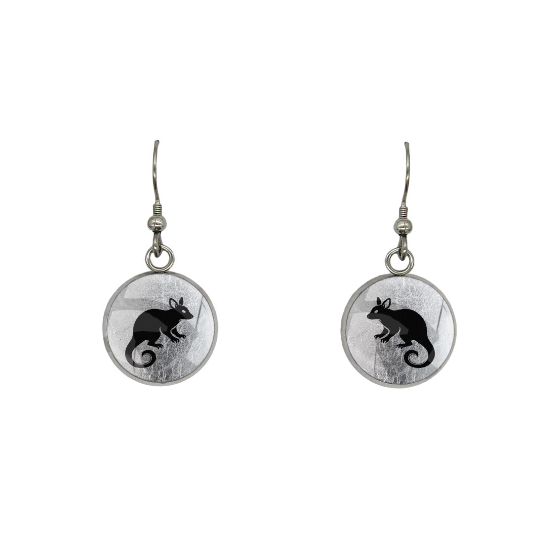 POSSUM DANGLE DROP CIRCLE EARRINGS - in Circle Box