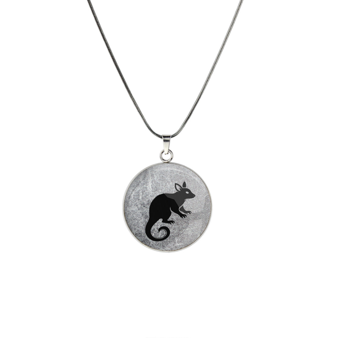 POSSUM CIRCLE PENDANT ON A CHAIN NECKLACE - in Circle Box