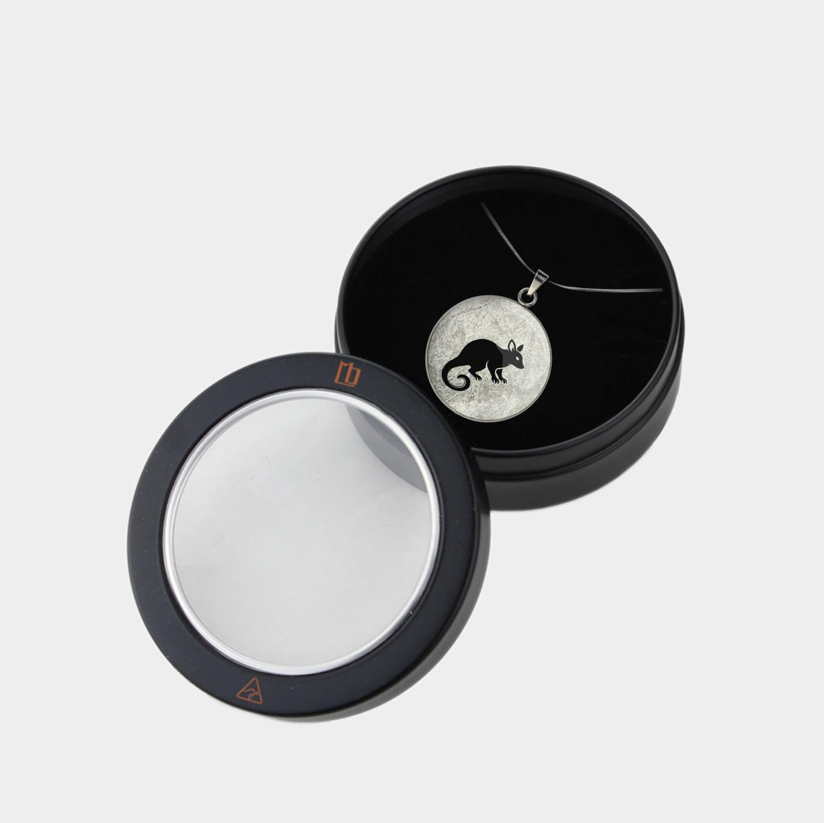POSSUM CIRCLE PENDANT ON A CHAIN NECKLACE - in Circle Box