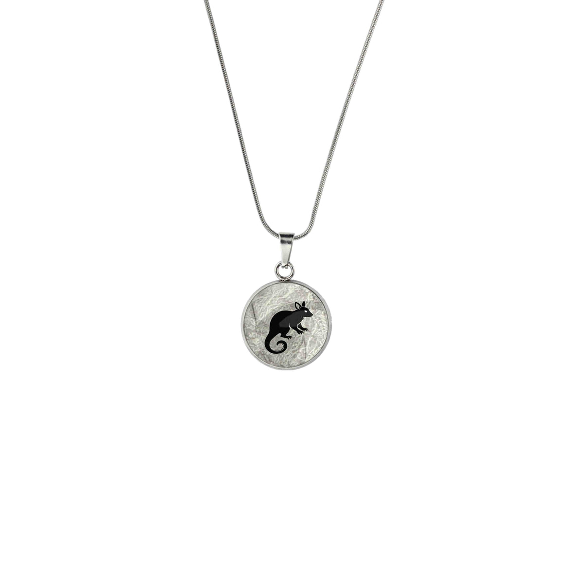 POSSUM XS CIRCLE PENDANT ON A CHAIN NECKLACE - in Circle Box