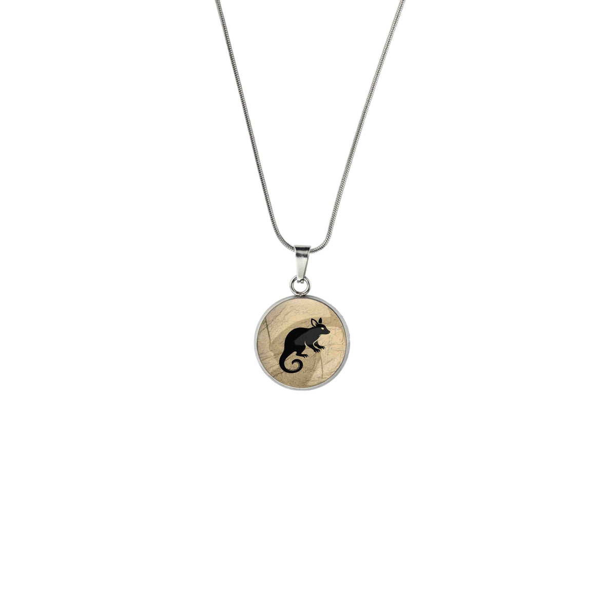 POSSUM XS CIRCLE PENDANT ON A CHAIN NECKLACE - in Circle Box
