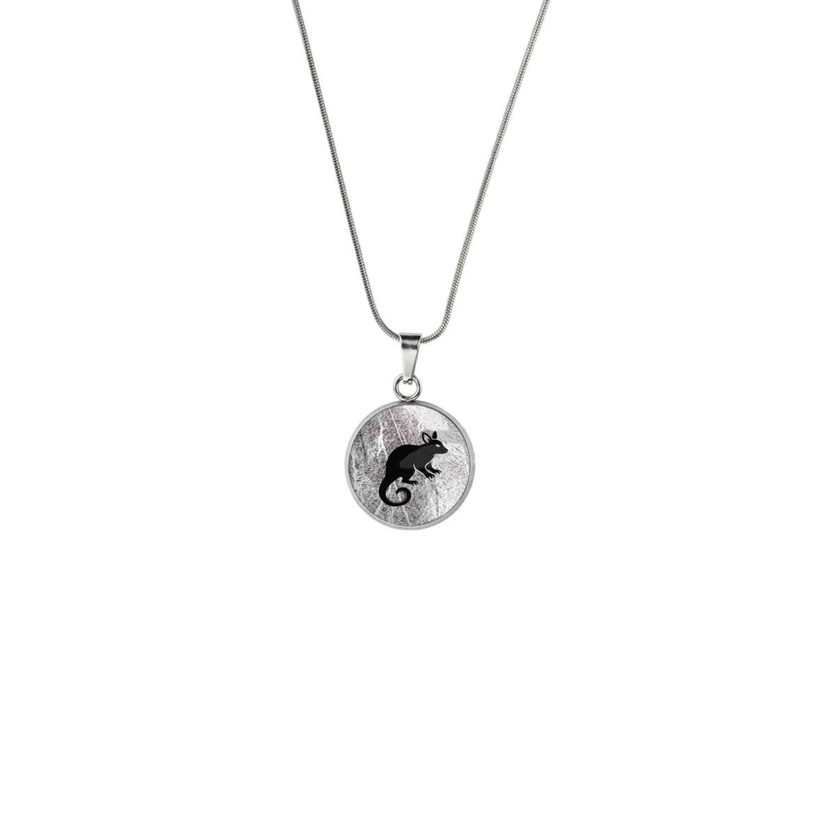 POSSUM XS CIRCLE PENDANT ON A CHAIN NECKLACE - in Circle Box