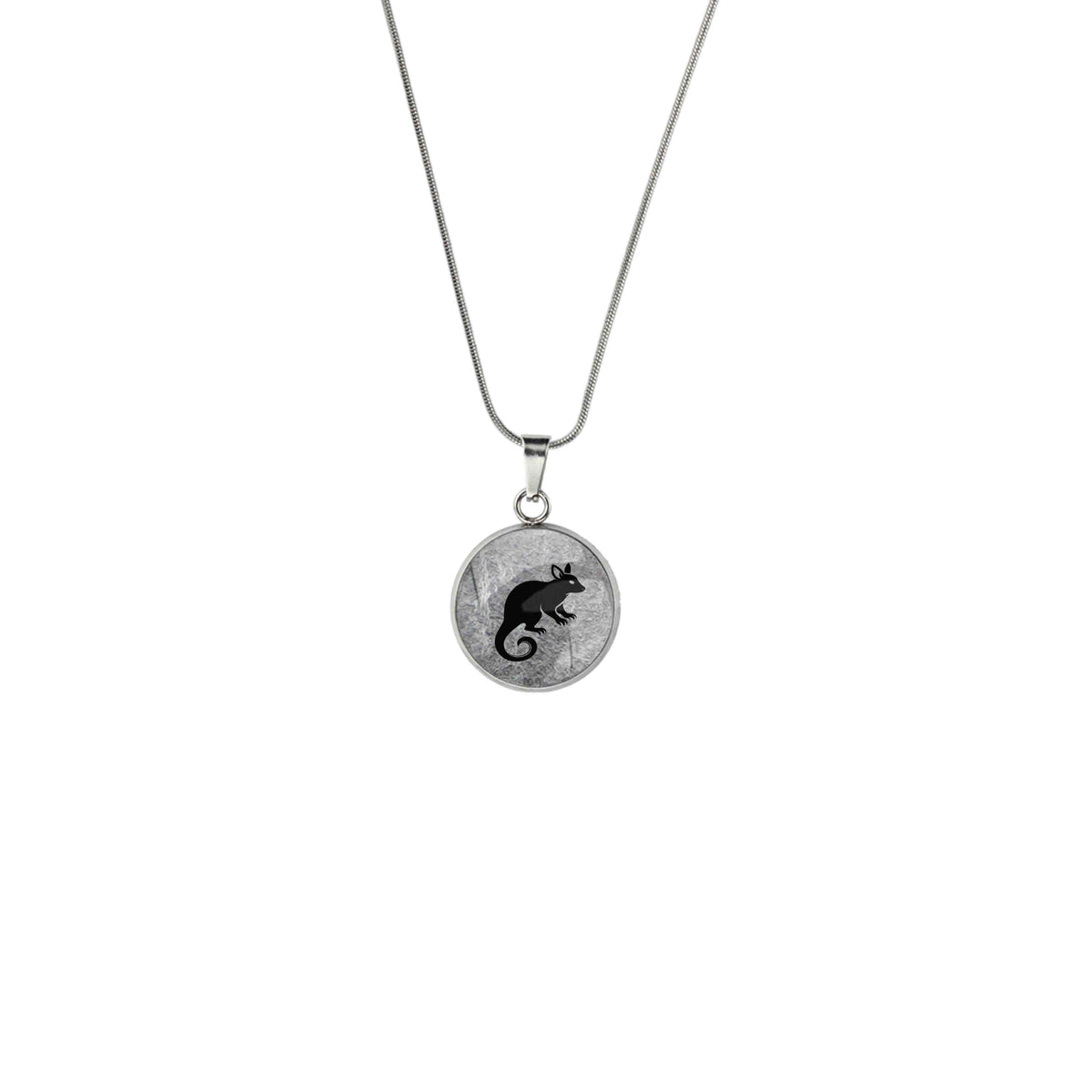 POSSUM XS CIRCLE PENDANT ON A CHAIN NECKLACE - in Circle Box