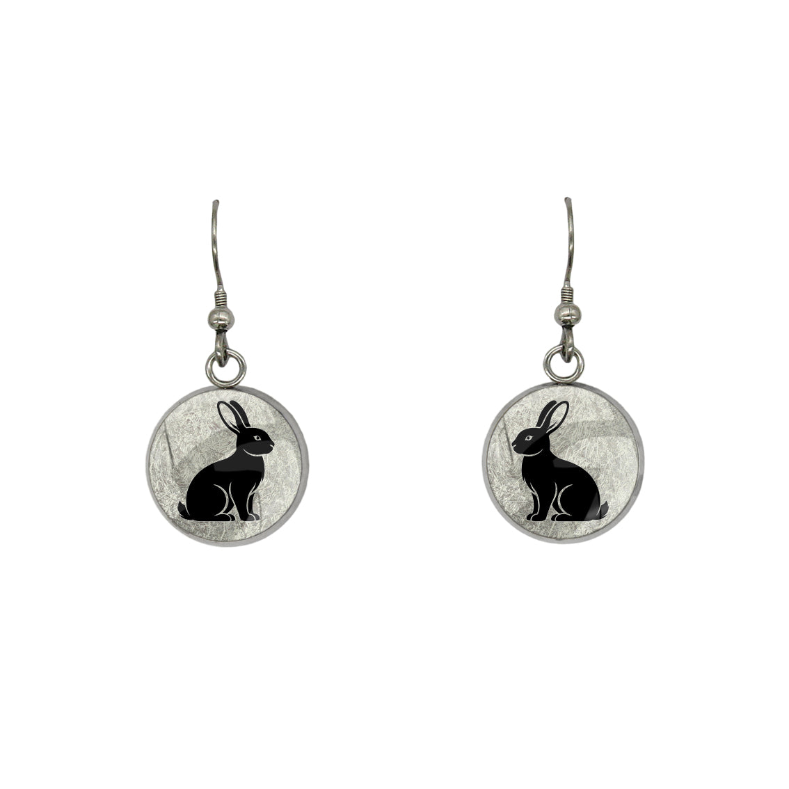 RABBIT DANGLE DROP CIRCLE EARRINGS - on Satchel
