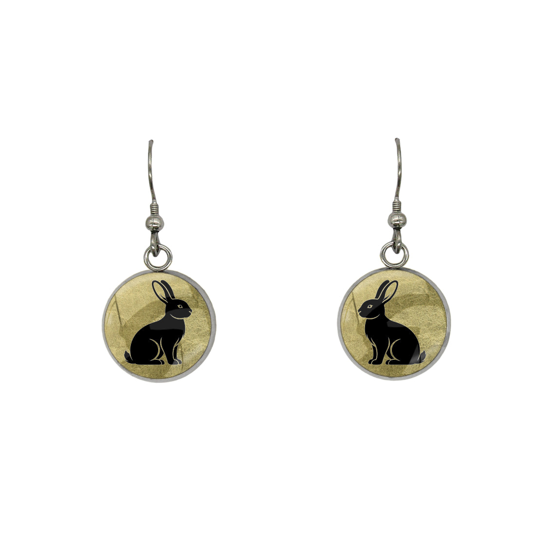 RABBIT DANGLE DROP CIRCLE EARRINGS - on Satchel