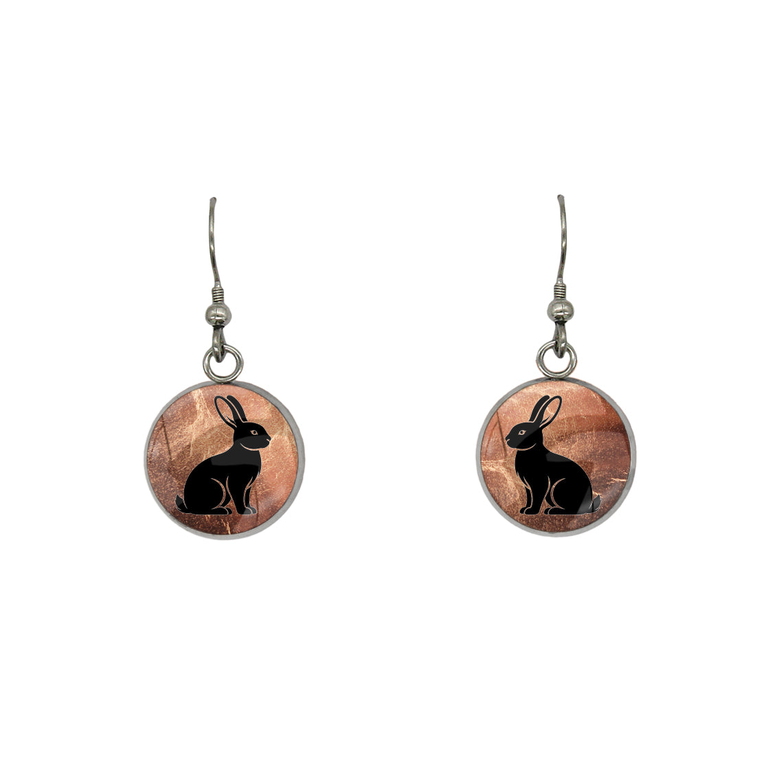 RABBIT DANGLE DROP CIRCLE EARRINGS - on Satchel