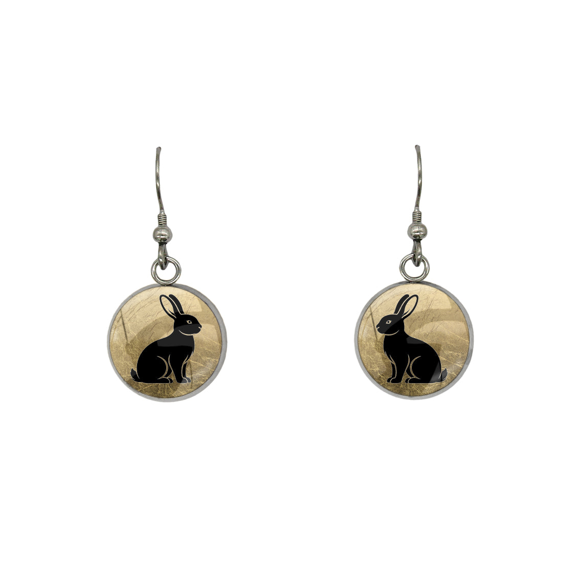RABBIT DANGLE DROP CIRCLE EARRINGS - on Satchel