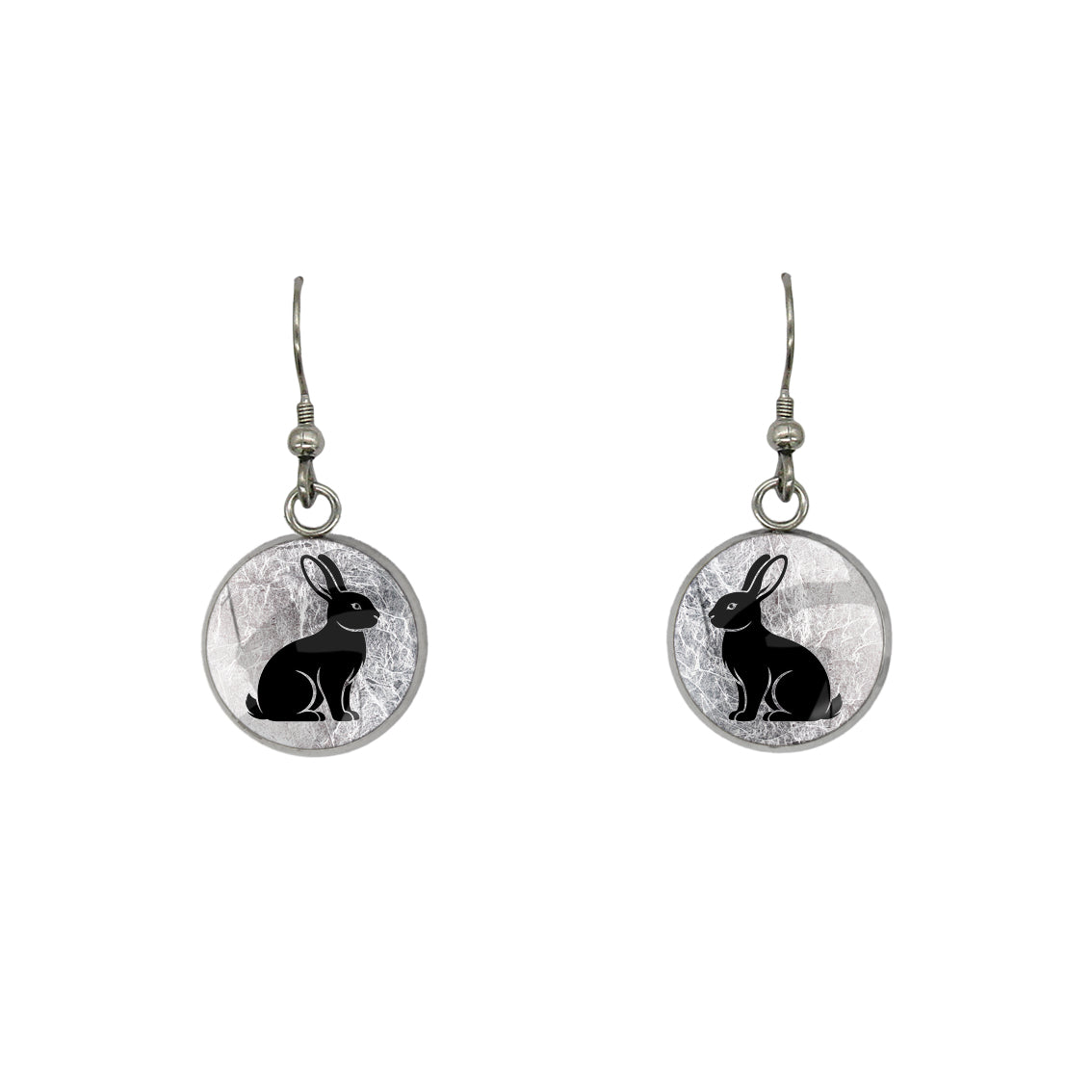 RABBIT DANGLE DROP CIRCLE EARRINGS - on Satchel