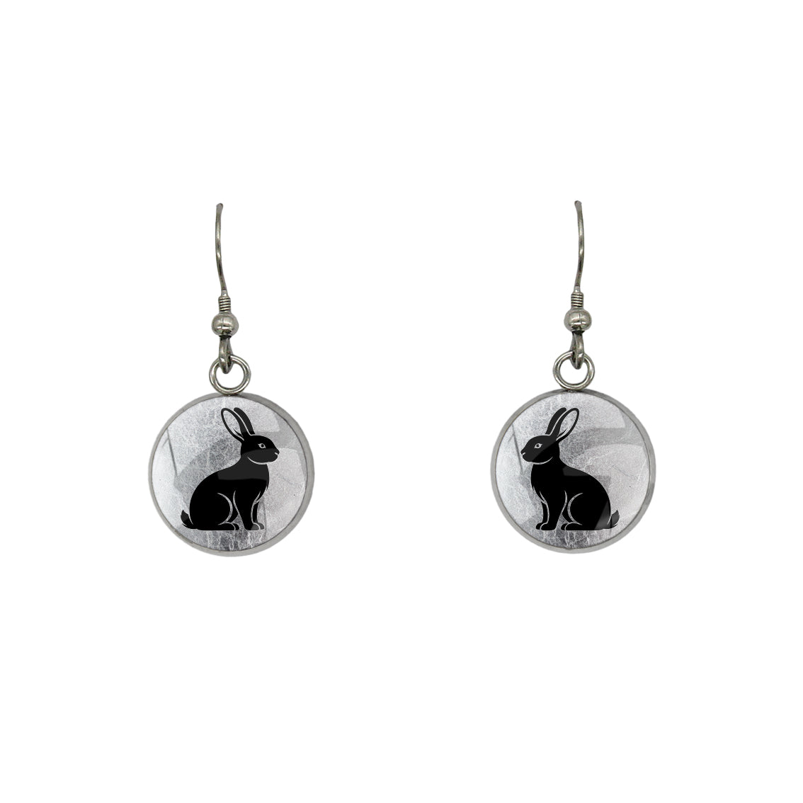 RABBIT DANGLE DROP CIRCLE EARRINGS - on Satchel