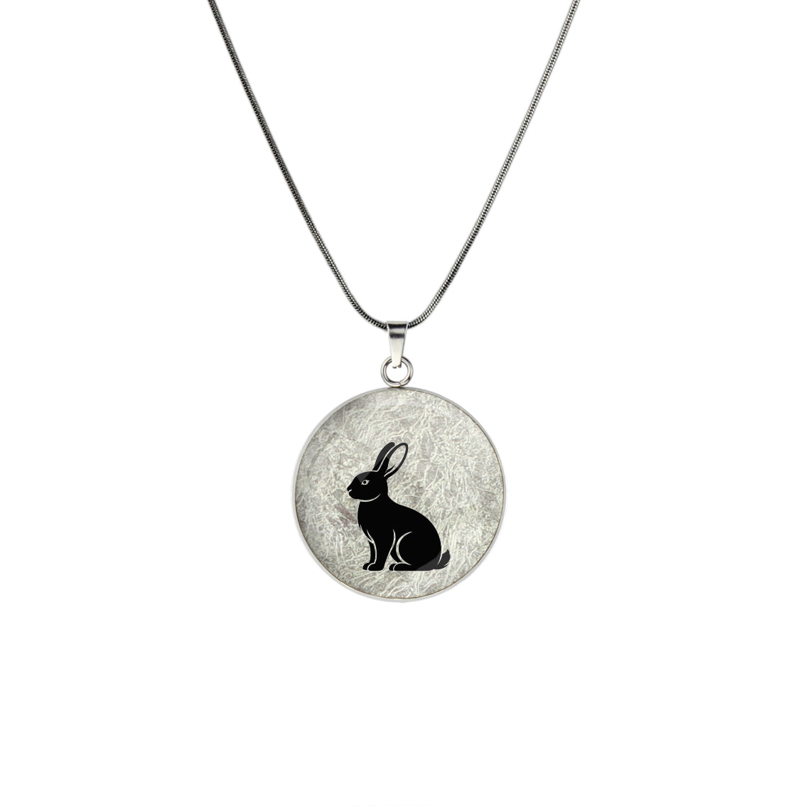 RABBIT CIRCLE PENDANT ON A CHAIN NECKLACE - in Circle Box