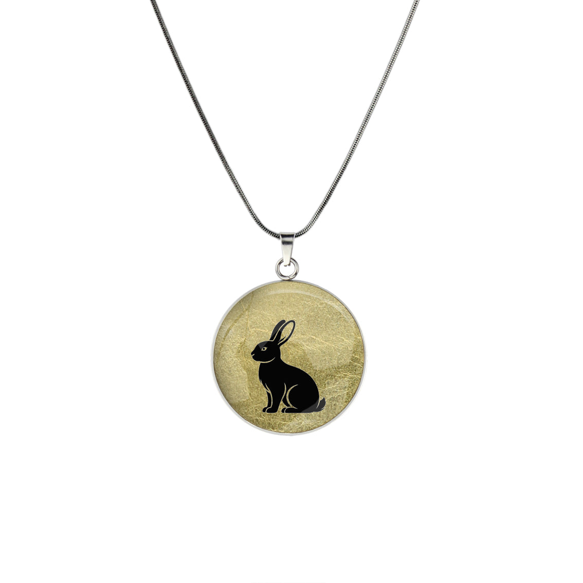 RABBIT CIRCLE PENDANT ON A CHAIN NECKLACE - in Circle Box