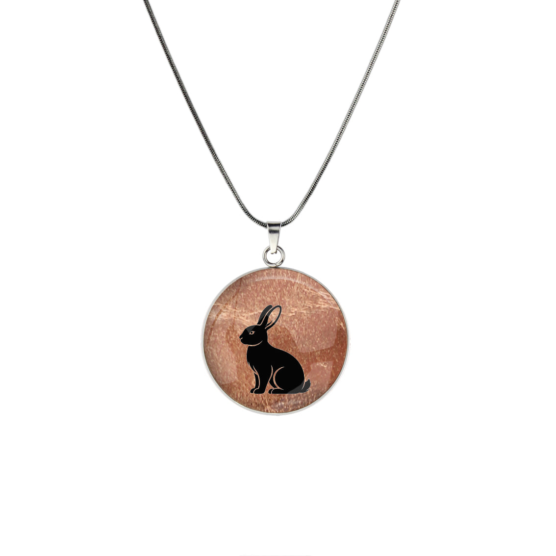 RABBIT CIRCLE PENDANT ON A CHAIN NECKLACE - in Circle Box