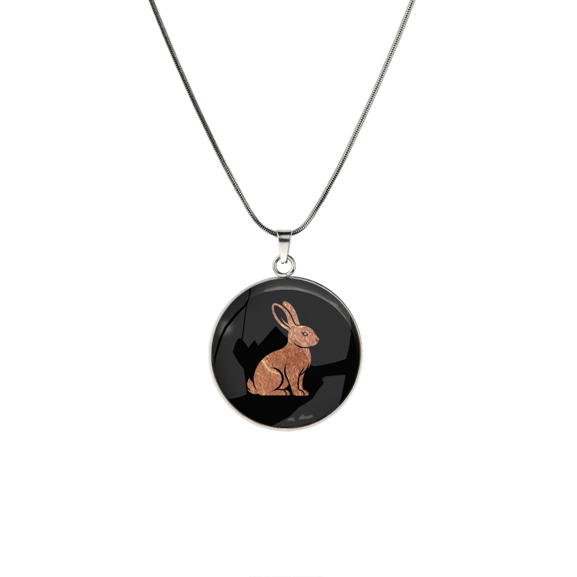 RABBIT CIRCLE PENDANT ON A CHAIN NECKLACE - in Circle Box