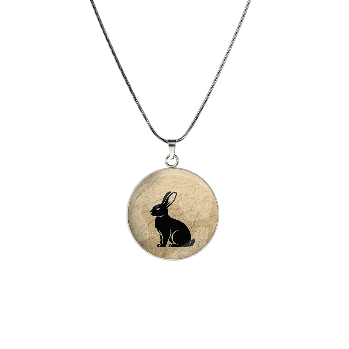 RABBIT CIRCLE PENDANT ON A CHAIN NECKLACE - in Circle Box