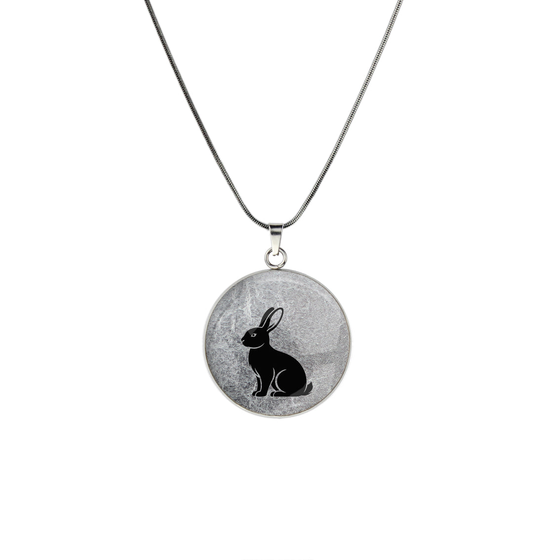 RABBIT CIRCLE PENDANT ON A CHAIN NECKLACE - in Circle Box