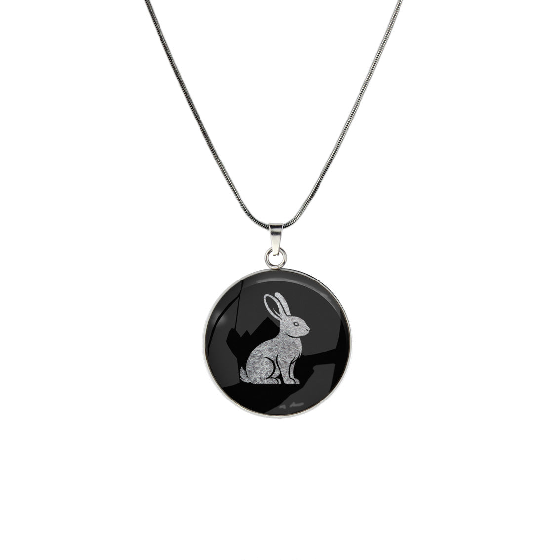 RABBIT CIRCLE PENDANT ON A CHAIN NECKLACE - in Circle Box