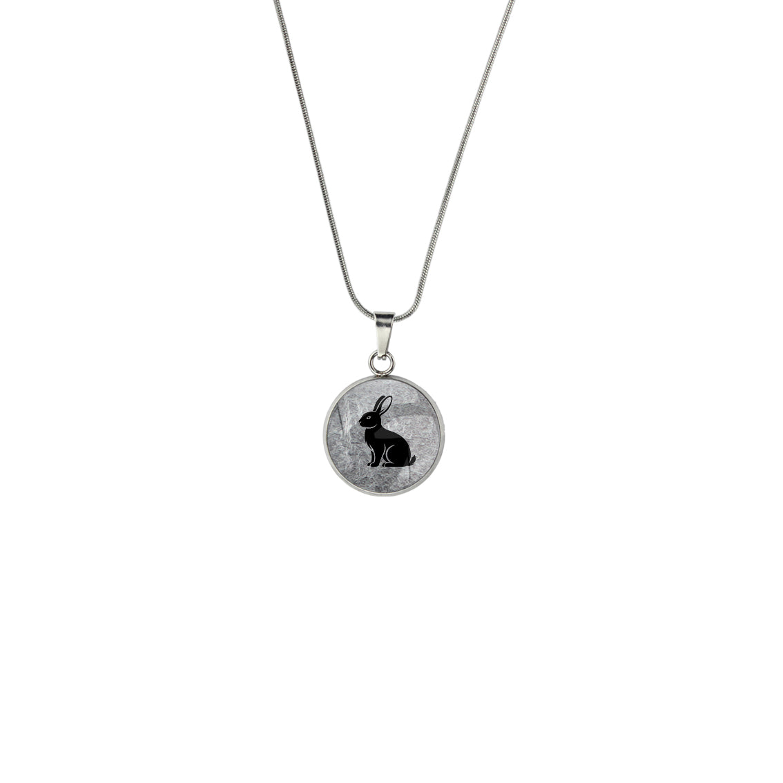 RABBIT XS CIRCLE PENDANT ON A CHAIN NECKLACE - in Circle Box