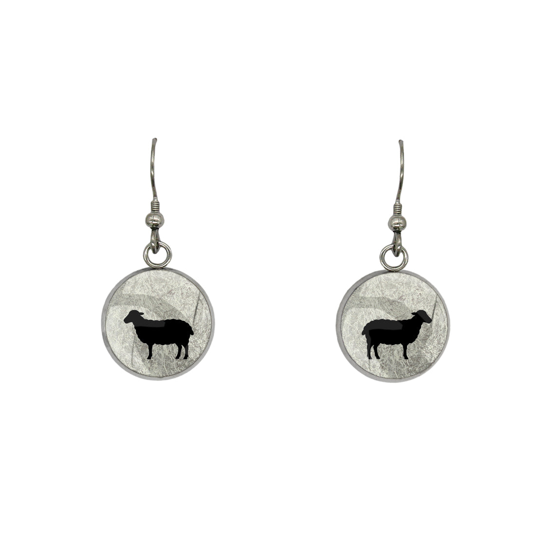SHEEP DANGLE DROP CIRCLE EARRINGS - in Circle Box