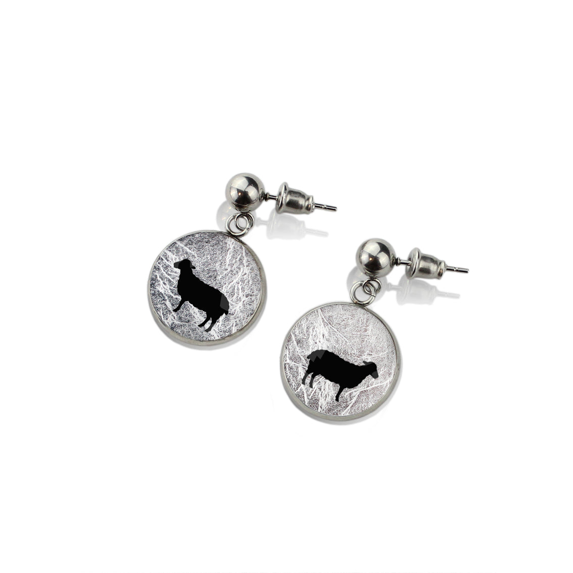 SHEEP DANGLE DROP CIRCLE EARRINGS - in Circle Box