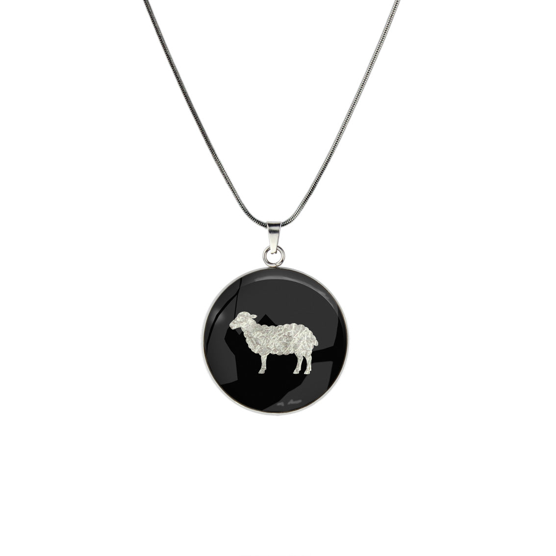 SHEEP CIRCLE PENDANT ON A CHAIN NECKLACE - in Circle Box