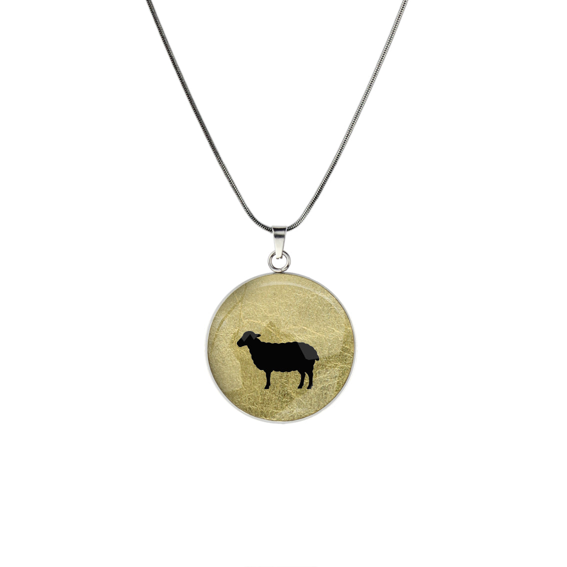SHEEP CIRCLE PENDANT ON A CHAIN NECKLACE - in Circle Box