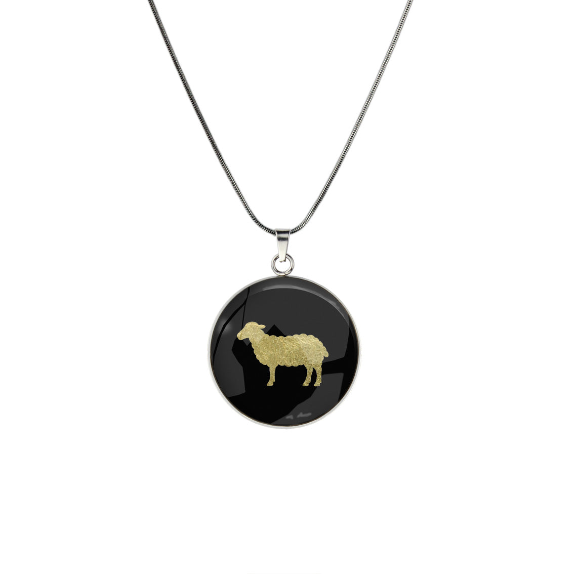 SHEEP CIRCLE PENDANT ON A CHAIN NECKLACE - in Circle Box