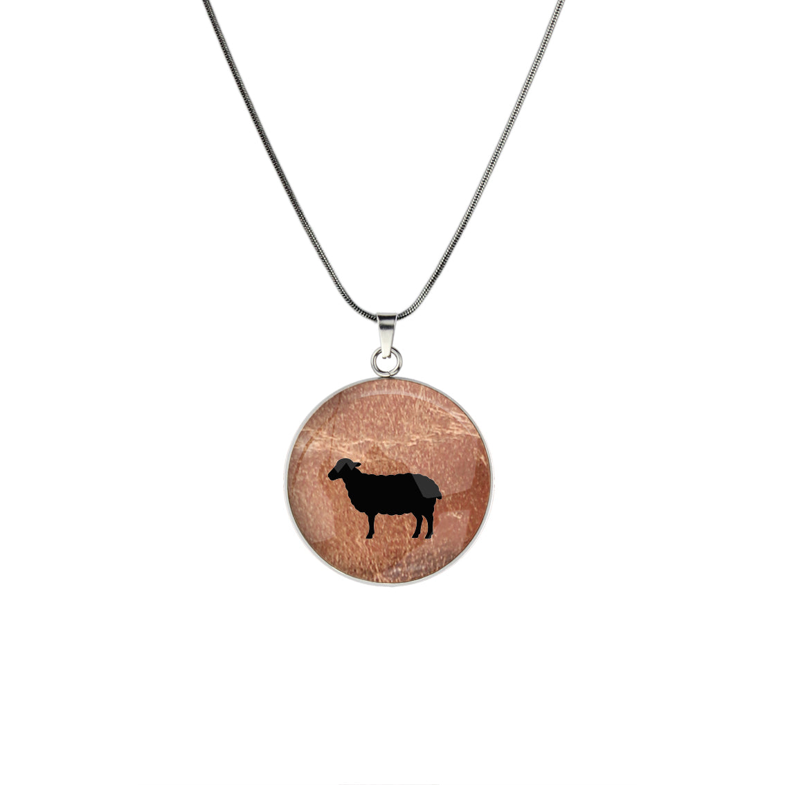 SHEEP CIRCLE PENDANT ON A CHAIN NECKLACE - in Circle Box