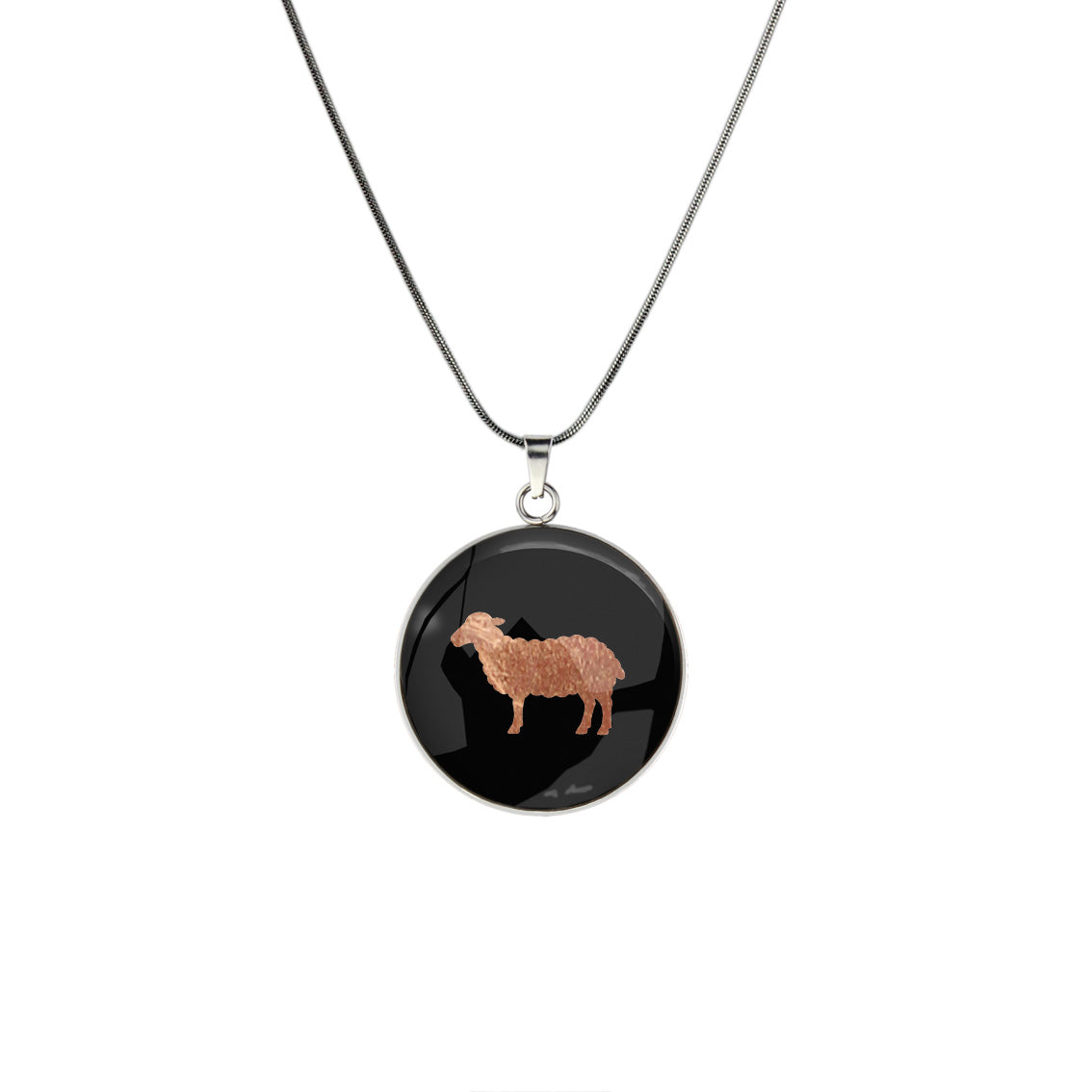 SHEEP CIRCLE PENDANT ON A CHAIN NECKLACE - in Circle Box