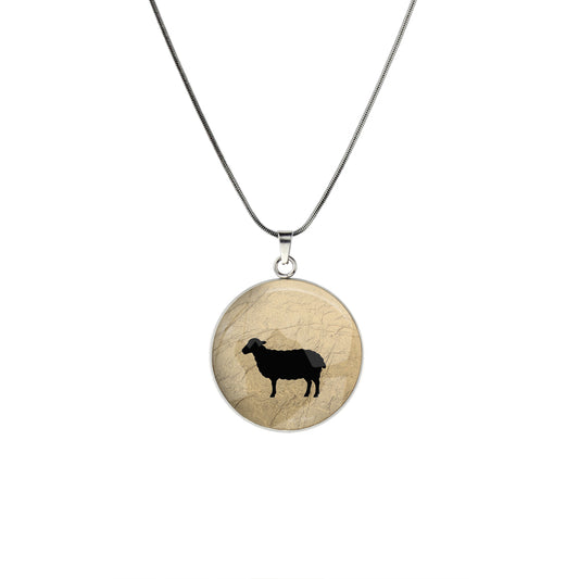 SHEEP CIRCLE PENDANT ON A CHAIN NECKLACE - in Circle Box