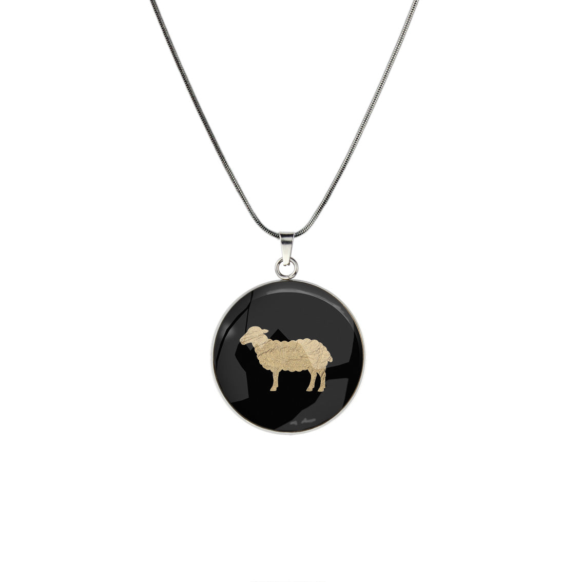 SHEEP CIRCLE PENDANT ON A CHAIN NECKLACE - in Circle Box