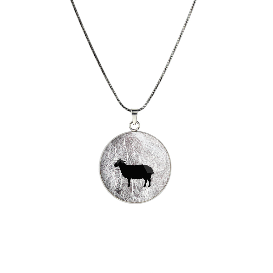 SHEEP CIRCLE PENDANT ON A CHAIN NECKLACE - in Circle Box