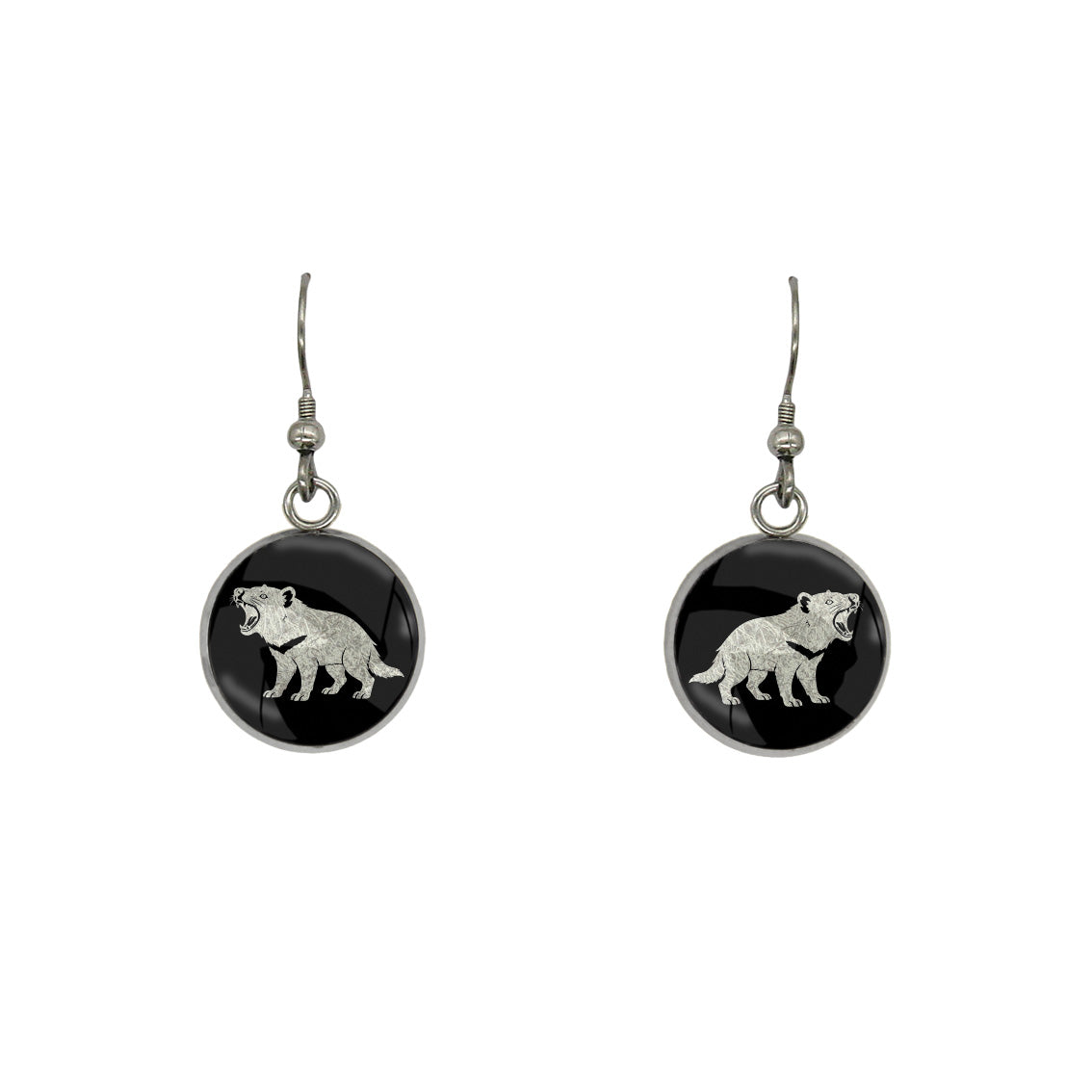 TASMANIAN DEVIL DANGLE DROP CIRCLE EARRINGS - on Satchel