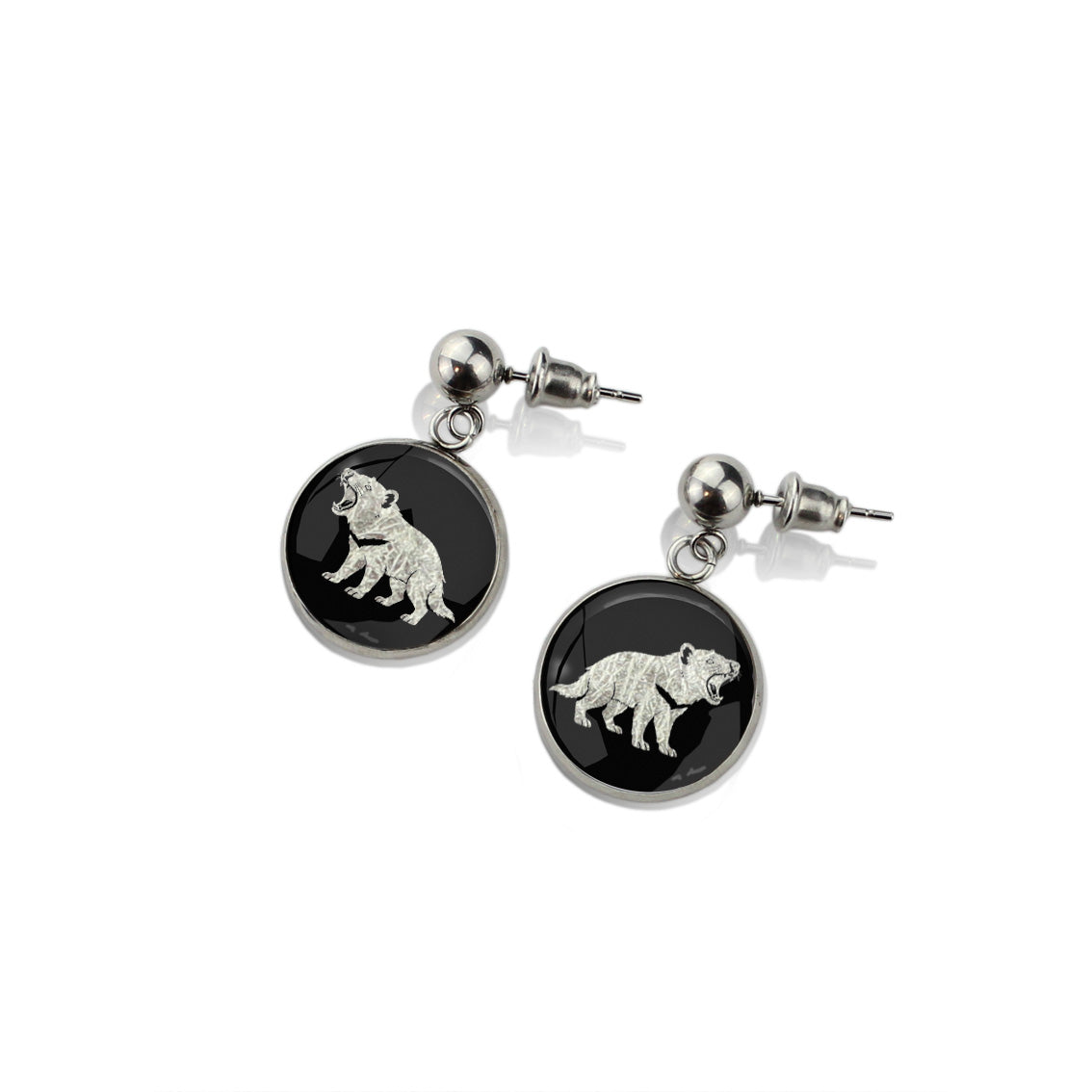 TASMANIAN DEVIL DANGLE DROP CIRCLE EARRINGS - on Satchel