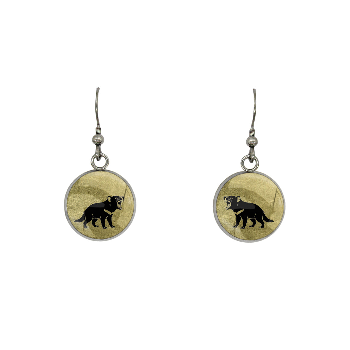 TASMANIAN DEVIL DANGLE DROP CIRCLE EARRINGS - in Circle Box