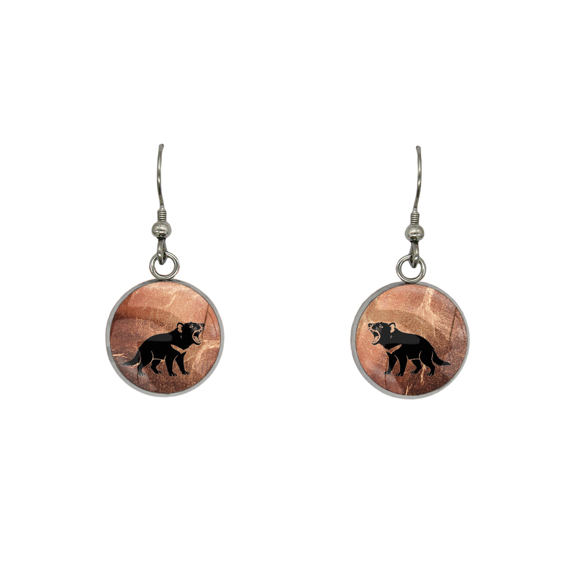 TASMANIAN DEVIL DANGLE DROP CIRCLE EARRINGS - in Circle Box