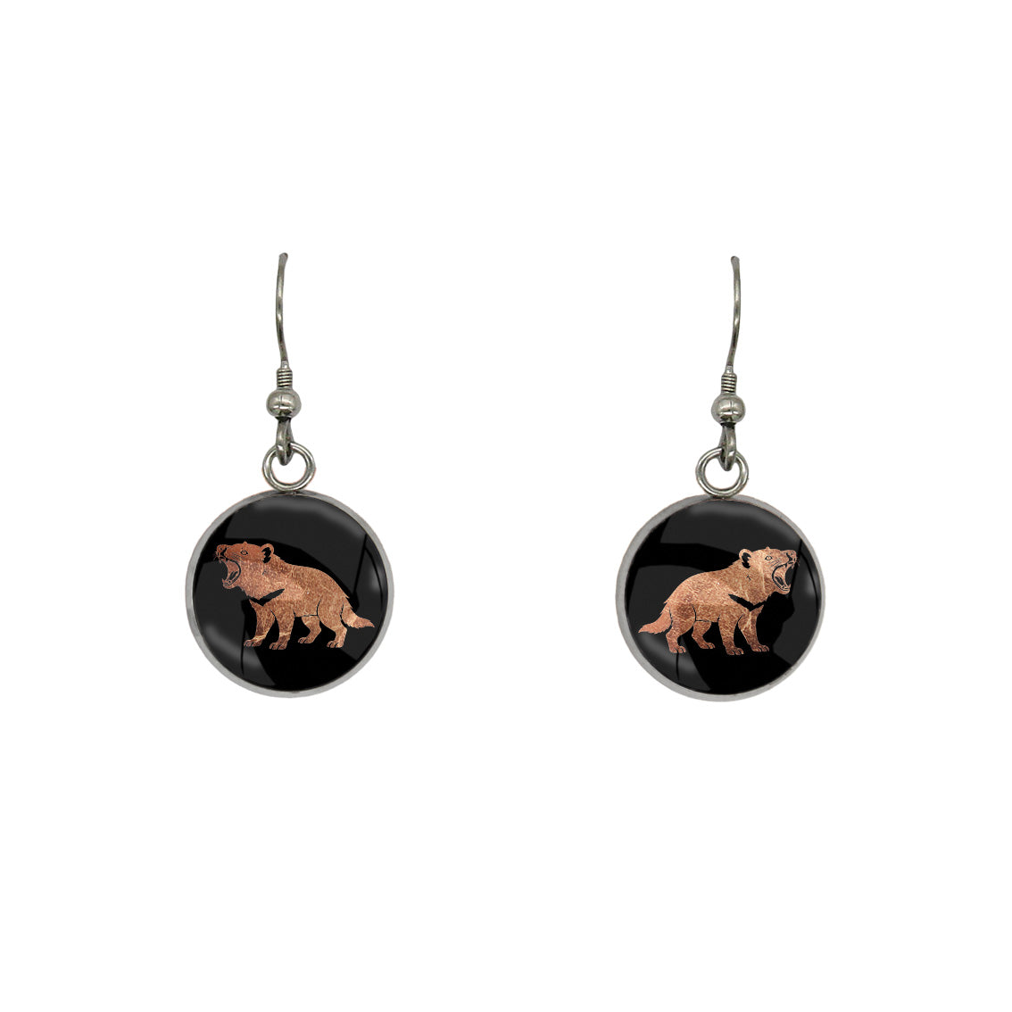 TASMANIAN DEVIL DANGLE DROP CIRCLE EARRINGS - on Satchel