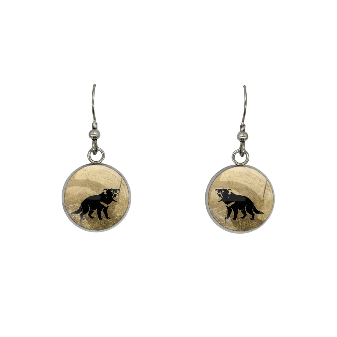 TASMANIAN DEVIL DANGLE DROP CIRCLE EARRINGS - in Circle Box