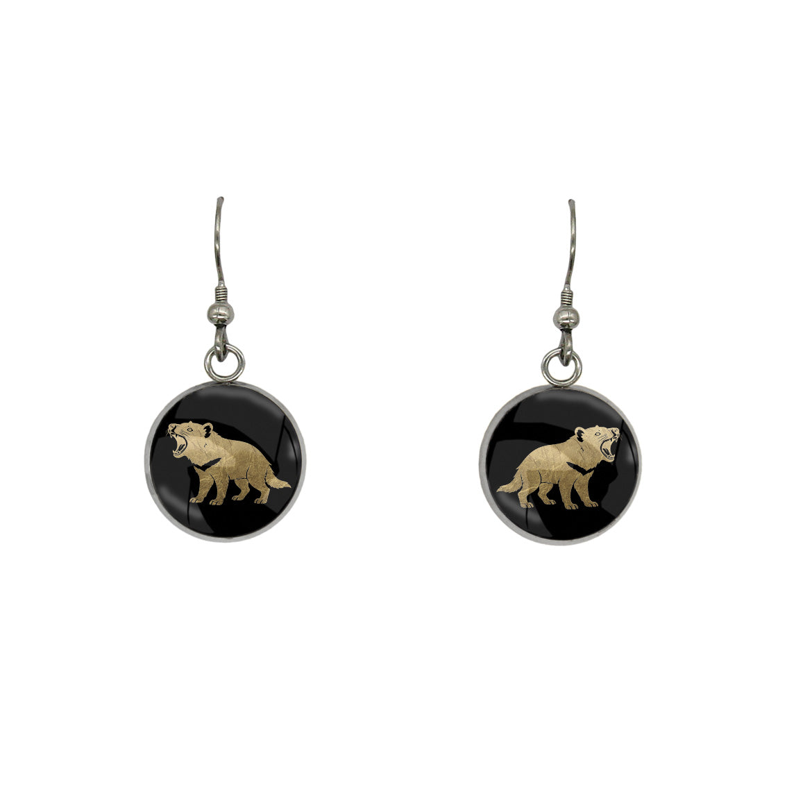 TASMANIAN DEVIL DANGLE DROP CIRCLE EARRINGS - on Satchel