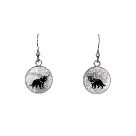 TASMANIAN DEVIL DANGLE DROP CIRCLE EARRINGS - in Circle Box