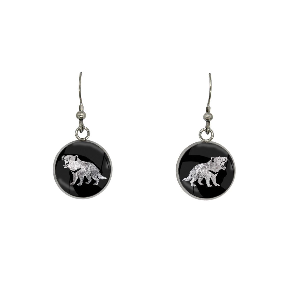 TASMANIAN DEVIL DANGLE DROP CIRCLE EARRINGS - on Satchel