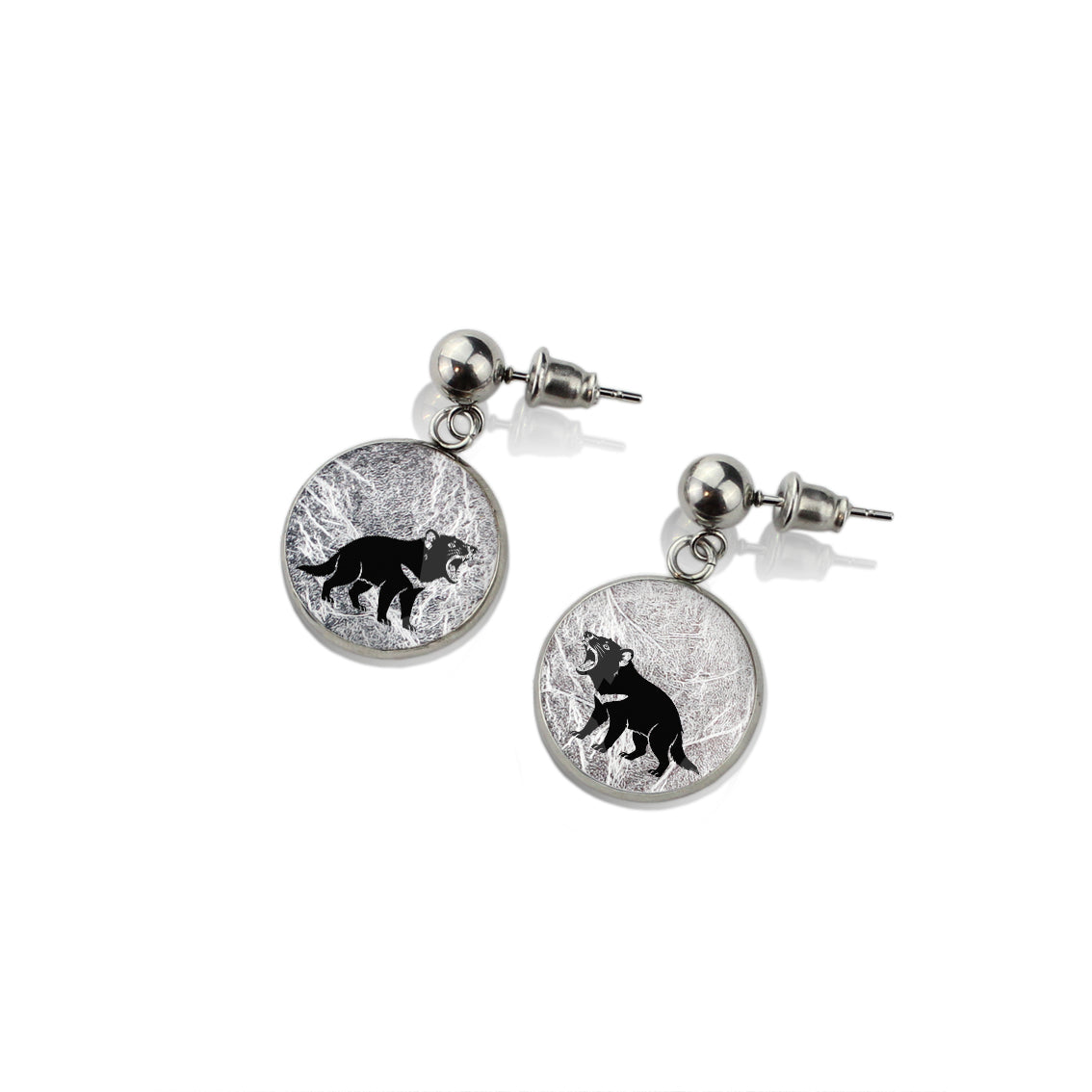 TASMANIAN DEVIL DANGLE DROP CIRCLE EARRINGS - in Circle Box