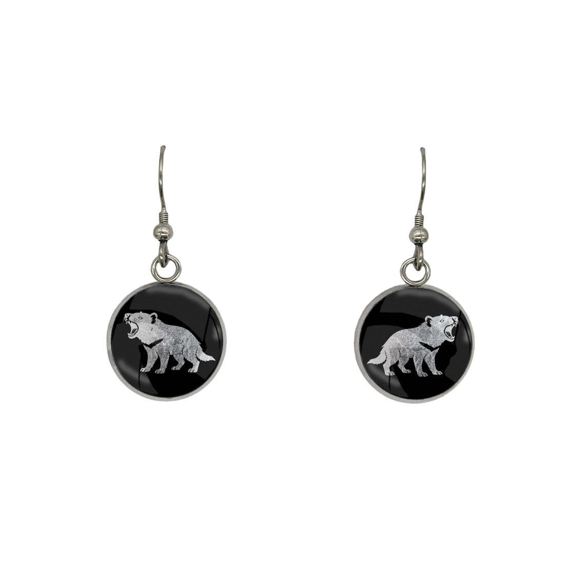 TASMANIAN DEVIL DANGLE DROP CIRCLE EARRINGS - on Satchel