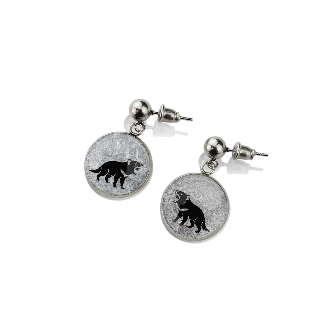 TASMANIAN DEVIL DANGLE DROP CIRCLE EARRINGS - in Circle Box