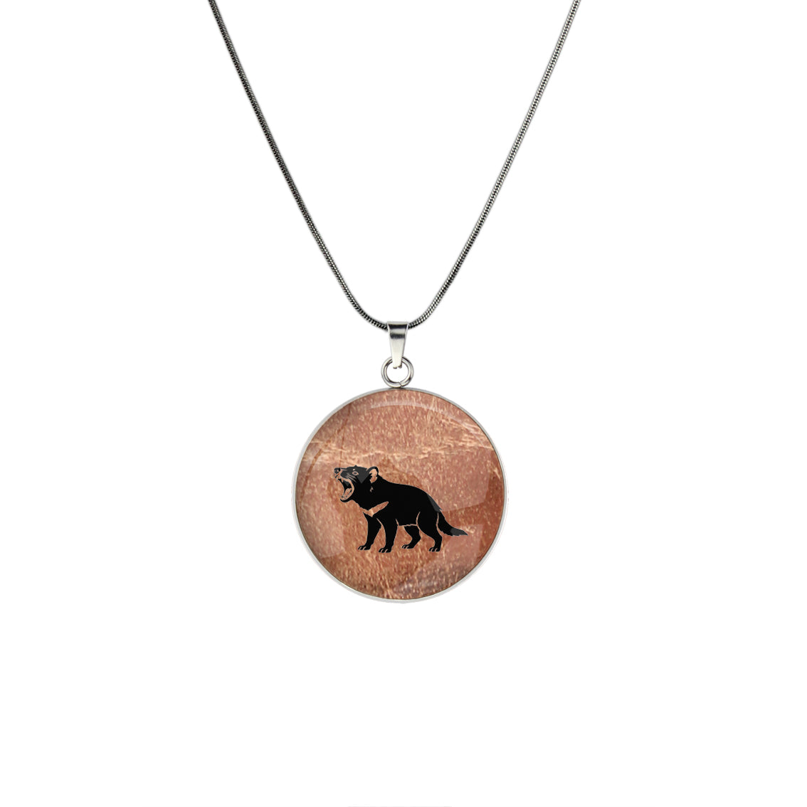 TASMANIAN DEVIL CIRCLE PENDANT ON A CHAIN NECKLACE - in Circle Box