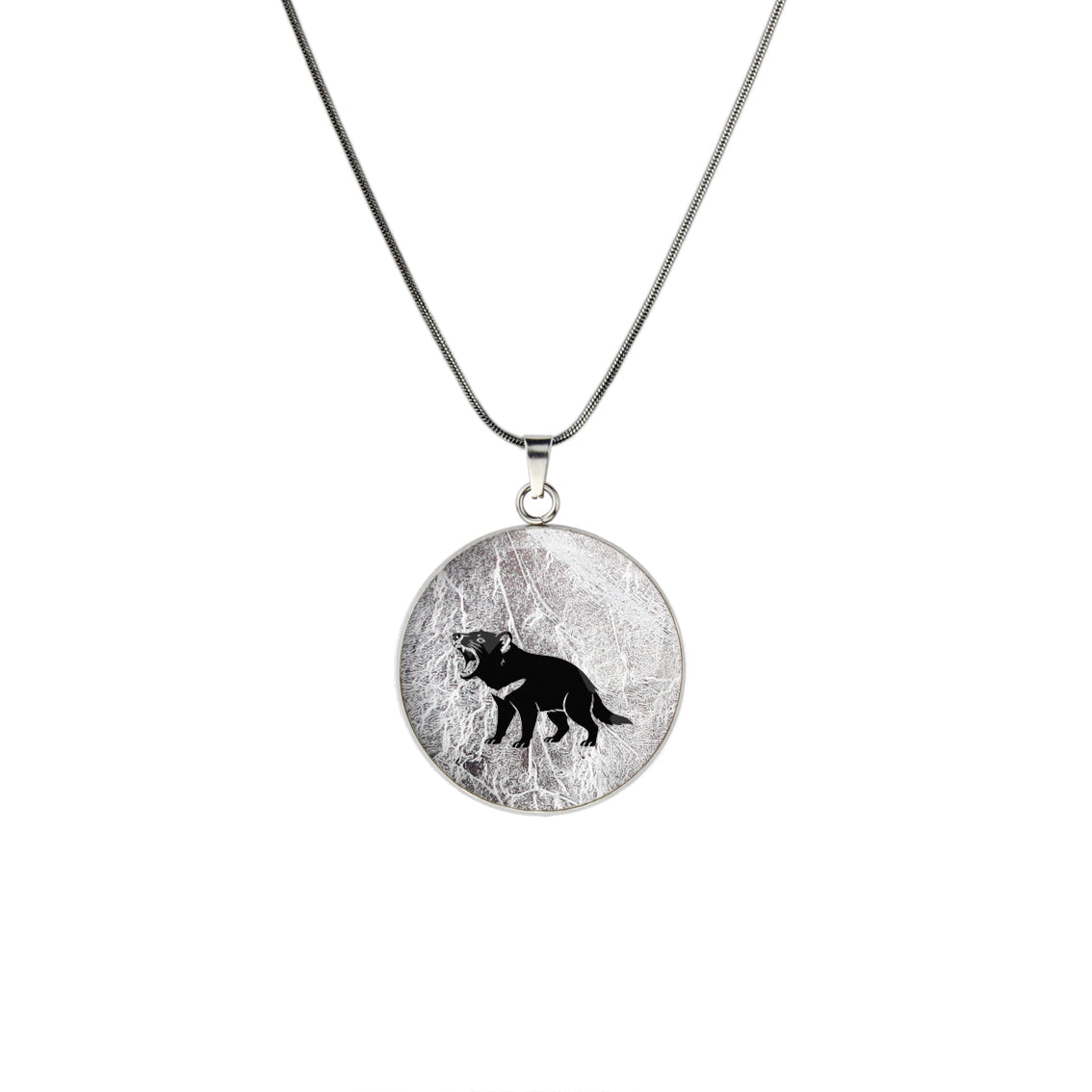 TASMANIAN DEVIL CIRCLE PENDANT ON A CHAIN NECKLACE - in Circle Box