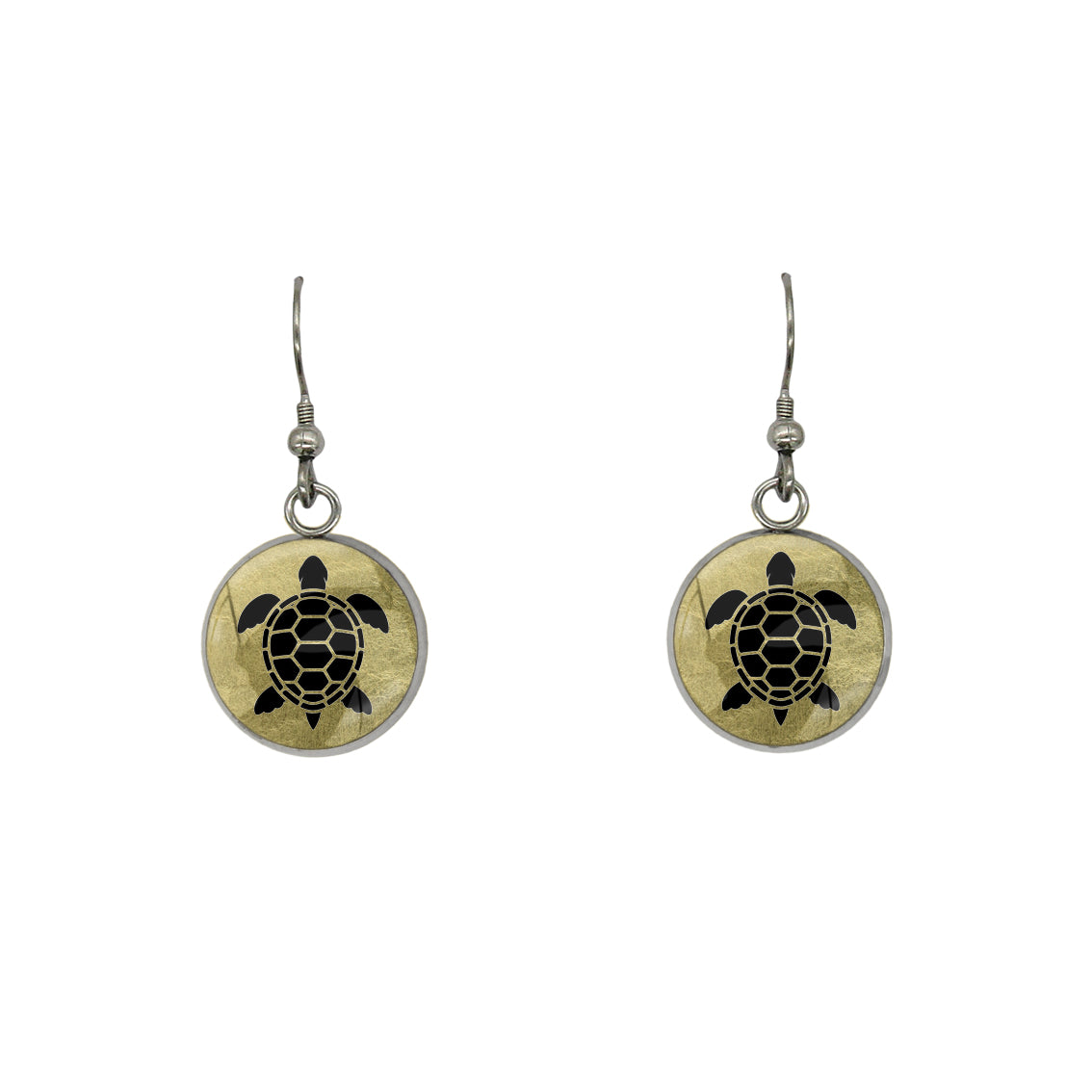 TURTLE DANGLE DROP CIRCLE EARRINGS - in Circle Box