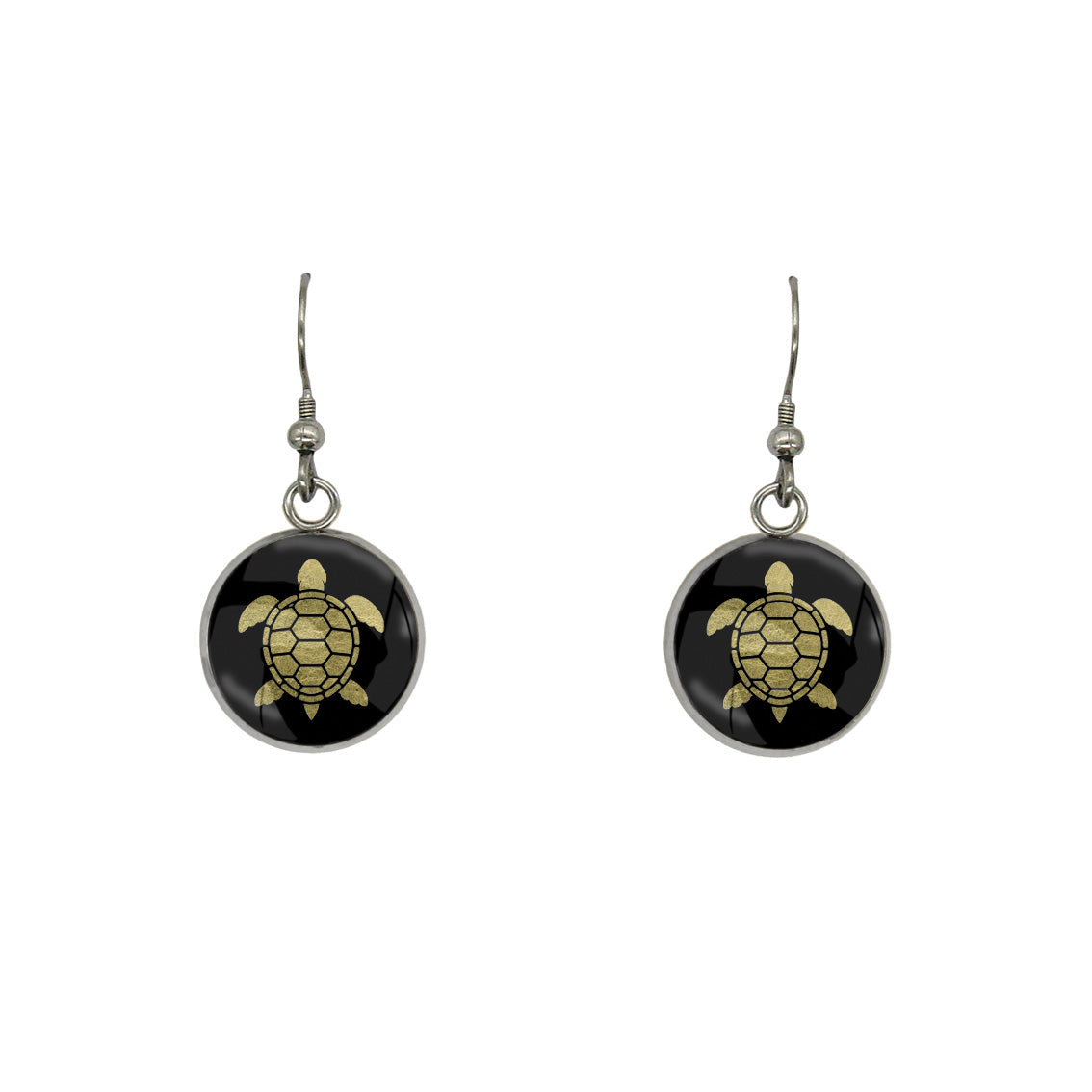 TURTLE DANGLE DROP CIRCLE EARRINGS - in Circle Box